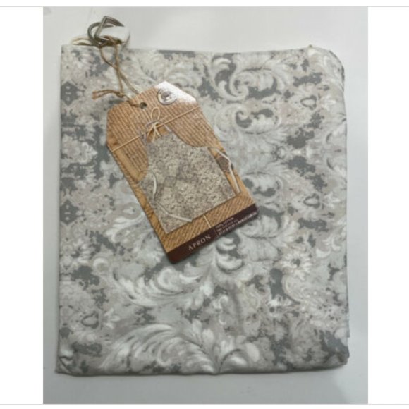 Michel Design Works Chef's Apron Earl Grey Damask Pattern 31" x 27" One Size - Picture 2 of 4